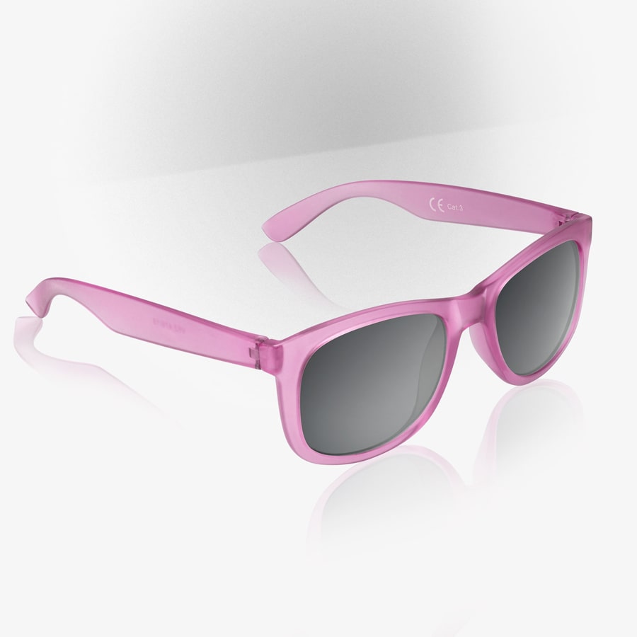 Product photo from a side view of Pink Sunglasses, on a white background