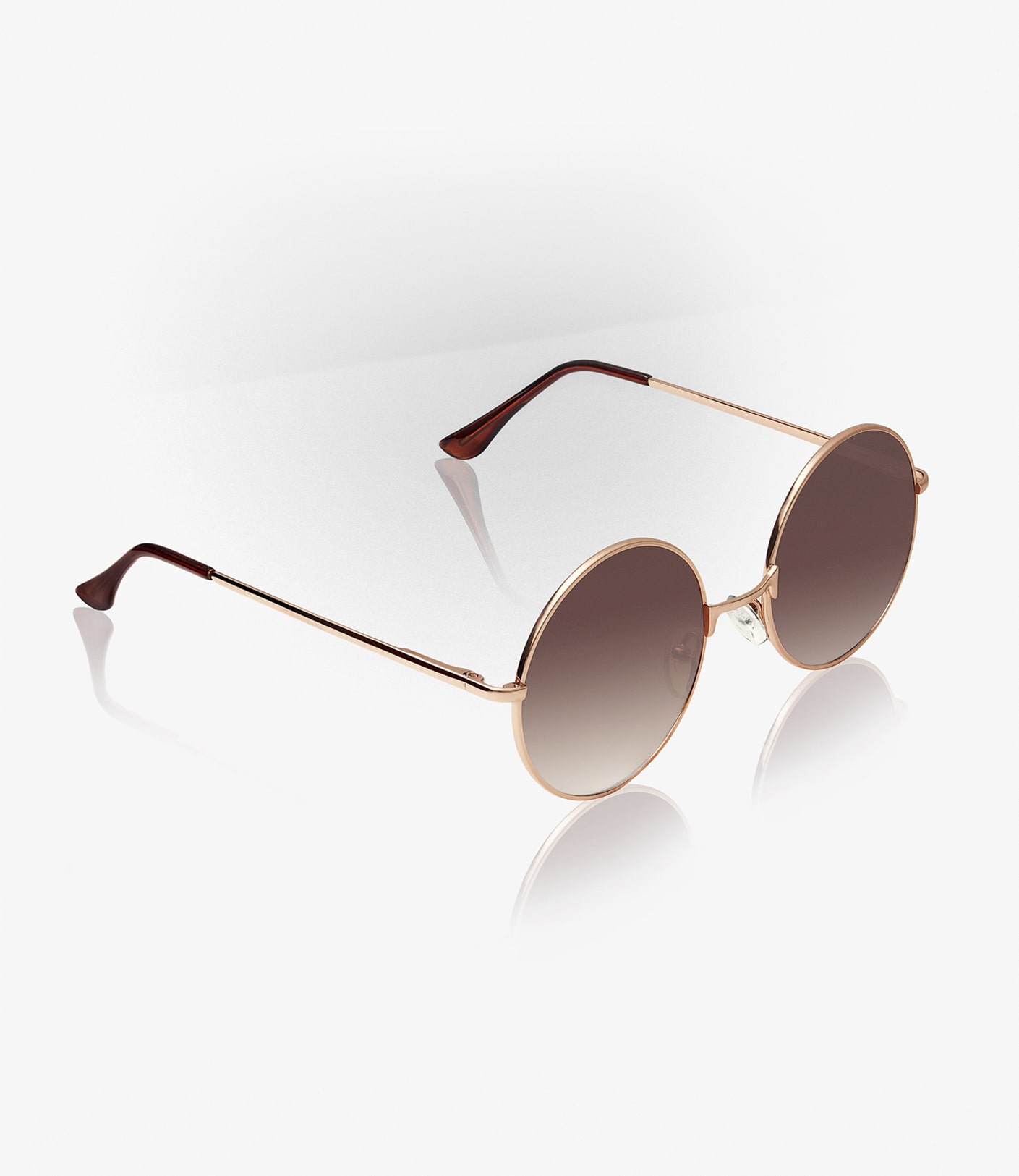 Product photo from a side view of Golden frame Sunglasses, on a white background