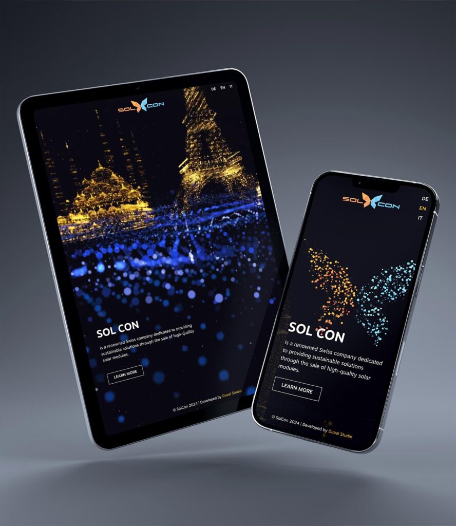 A mockupt with an ipad and an iphone, showing a preview of a website design