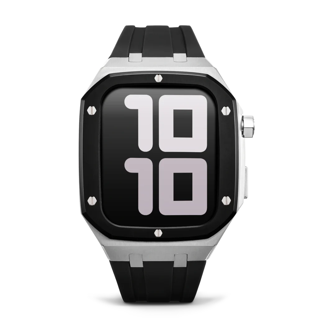 Front photo of the black watch case for apple watch, on a transparent background